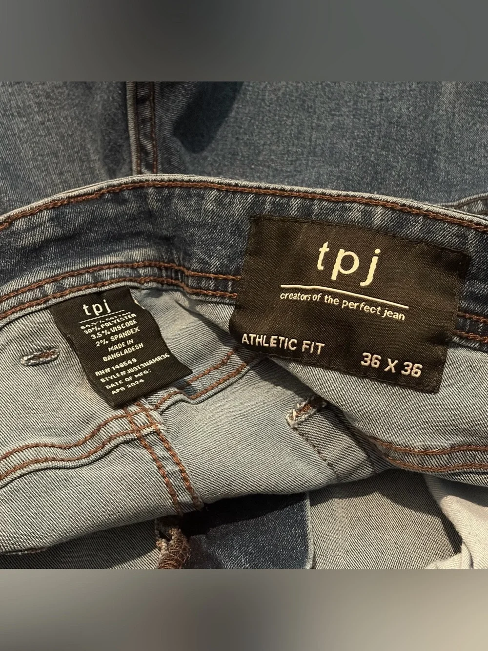 TPJ The Perfect Jeans Men’s Size 36x36 Athletic Fit Dark Wash Stretch